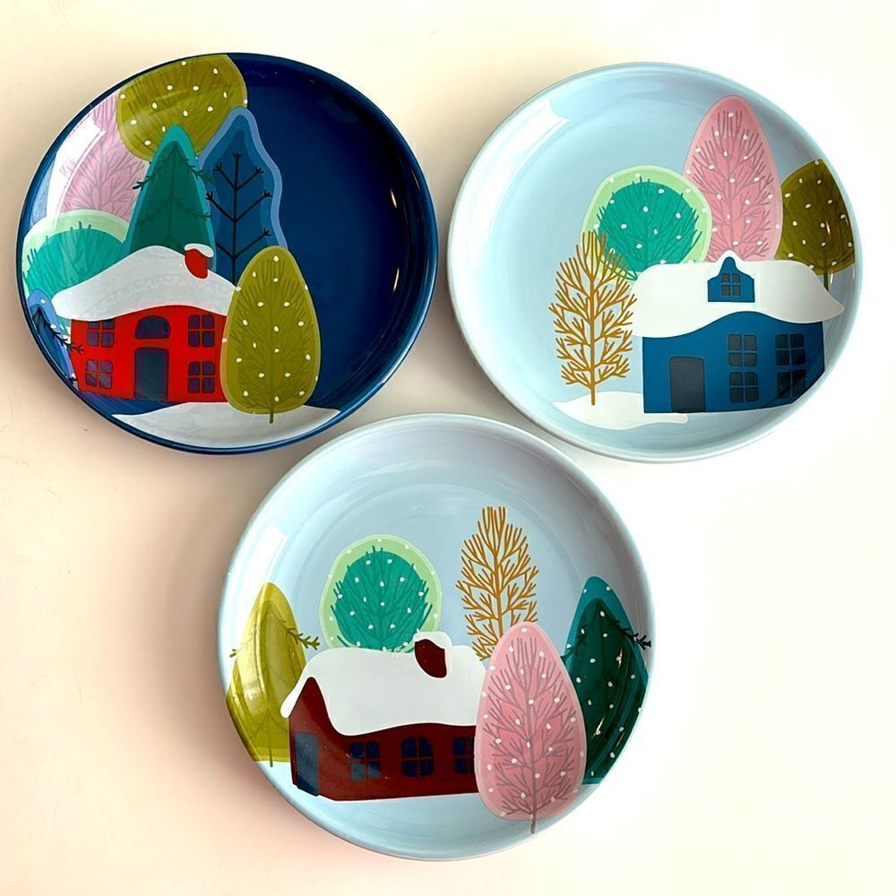 Harry & David Set of 3 Winter Scenes Plates